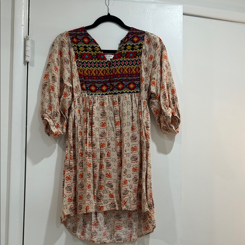 Umgee Multicolor Embroidered Long Sleeve Dress